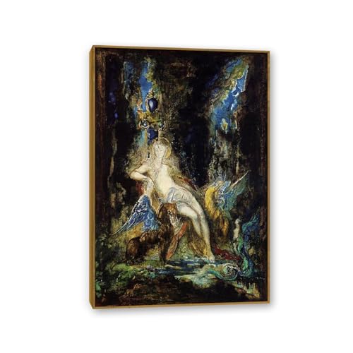 Poster Gustave Moreau Fée et Griffon reproduction peinture sur toile avec cadre en teck 45x30cm