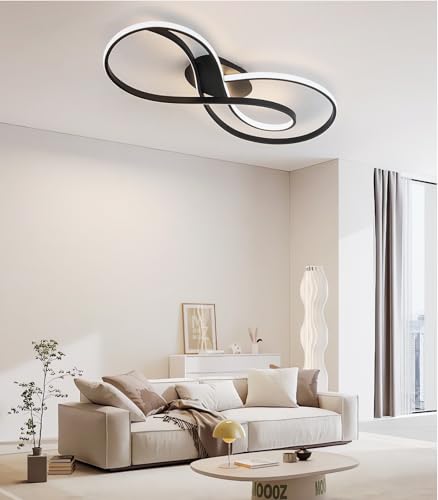 Éclairage de salon sans éblouissement avec le plafonnier LED arc variable télécommandé
