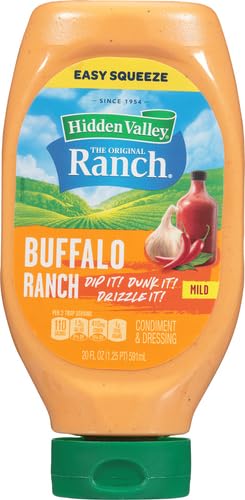 Image of Hidden Valley Buffalo Ranch Condiment and Dressing, Easy Squeeze Bottle, 20 Fluid Ounces (Package May Vary) (Pack of 2)