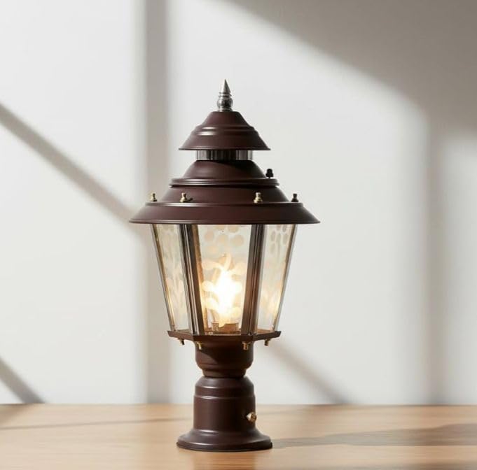 Artdecor i10 Decorative Metal Glass Gate Pole Light Fog Bright Lighting Pole Mount Lamp Exterior Fixtures for Your Entrance Gate Light, Water Resistant Light Pack of 1-image-15