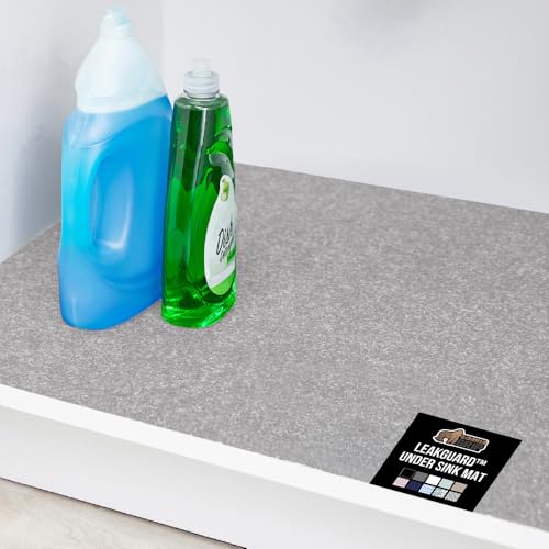 Image of GORILLA GRIP LeakGuard Non-Adhesive Under Sink Mat for Kitchen Cabinet, 24x40, Waterproof Quick Dry Shelf Liner, Durable Absorbent Felt Mats for Bathroom Sinks, Cabinets, Dresser, Easy Trim Light Gray