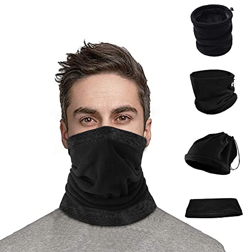 JORAKI Schlauchschal Herren Damen, Halstuch mit Kordelzug Multifunktionstuch Fleece Beanie Mütze Motorradschal für Motorrad CS Ski Wandern Radfahren Outdoor Sports Cover