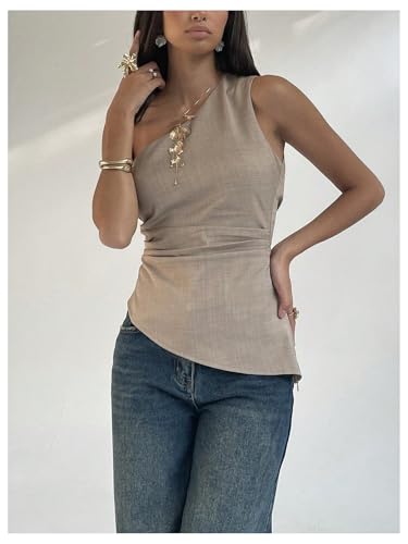 MakeMeChic Women's Off The Shoulder Asymmetrical Tops Going Out Dressy Shirt Tops4