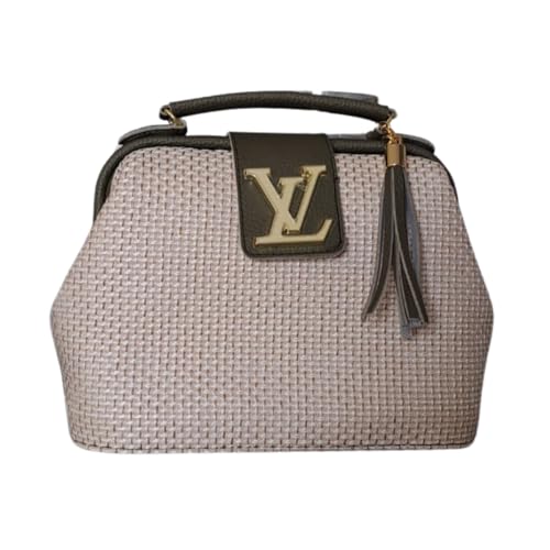 BOLSA BAU FEMININA 'REPLICA' VERDE OFF, elegante sofisticada super tendência, confeccionada em TECIDO. Primeira Linha,