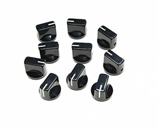 Material: Plastic with Set Screw Total height: 15mm; Base diameter: 19mm Fits 1/4" (6.4mm) diameter pots We will include a screwdriver which can help you adjust the set screw Package includes: Knobs x10 & Screwdriver x1