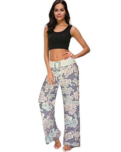 Image of NEWCOSPLAY Women's Comfy Pajama Pants Casual Drawstring Palazzo Lounge Wide Leg Pants