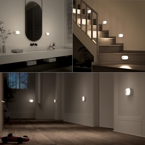 Image of Lyridz Rechargeable Motion Sensor Night Light, Cool White LED Stick-on Closet Light with Dusk to Dawn Sensor, 1-20LM Stepless Adjustable Brightness for Bedroom, Wall, Kitchen, Stairs, Hallway, 2-Pack