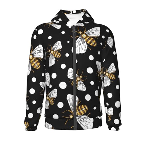 Honey Bees at Night Kids Pullover Hoodies Boys Zip Up Sweatshirts Girls Athletic Clothes with Pocket2