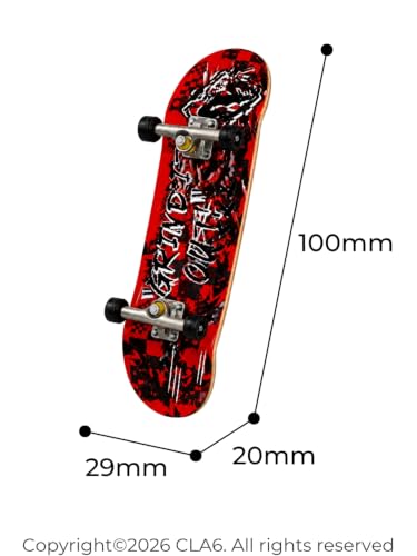 Image of CLA6 Fingerboard Kit | Complimentary Tool, Extra Wheels and Screws | Durable ABS Deck for Rough Use | Safe Sandpaper Grip Tape | Lightweight Non-Bearing Wheels |