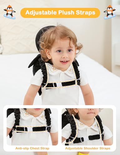 Image of JunNeng Baby Head Protector Backpack for Walking Crawling, White Penguin