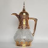 Matériau : verre ABS. Théière Marocaine 1,6 L, Théière en Laiton, avec Filtre Intégré, Modèle Traditionnel, Pot Arabe, Théière, Chauffe-Thé,1