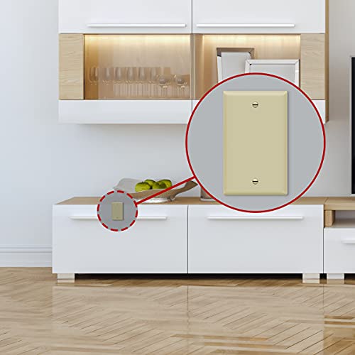 Image of ENERLITES Blank Device Wall Plate, Gloss Finish, Standard Size 1-Gang 4.50 inch x 2.76 inch, Polycarbonate Thermoplastic, 8801-I, Ivory (Pack of 2)