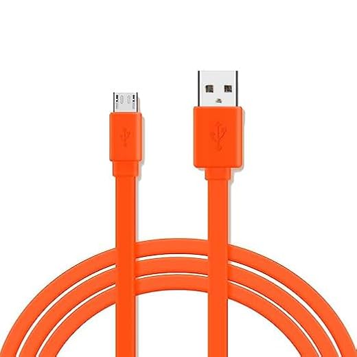 Adhiper Ersättning mikro USB snabbladdare platt kabel kompatibel med JBL Flip 2 flip 3 flip 4 högtalare Logitech UE Boom 22AWG Android-telefoner (3,3 fot/orange)
