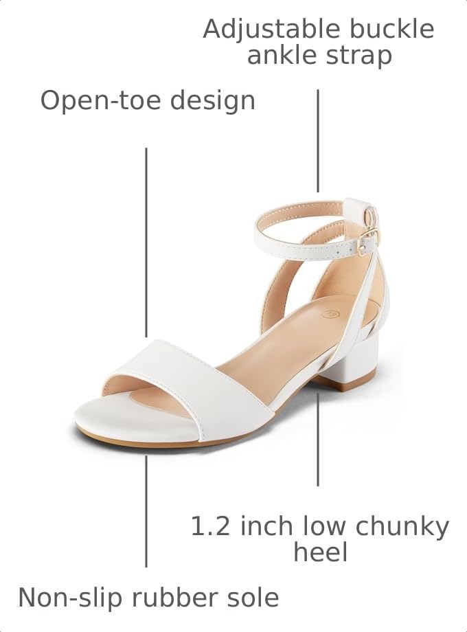 Image of K KomForme Girls Chunky Heel Ankle Strap Open Toe Dress Sandals