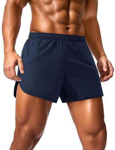 MAGCOMSEN Mens Running Gym Quick Dry Shorts Outdoor Workout Training Elasticated Waist Short Summer Casual Sports Short Navy, 34