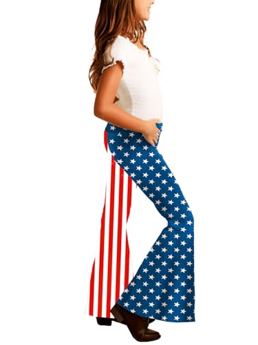 Image of Deerose Girls Halloween Hippie Bell Bottom Pants High Waist Flare Pants 5-14 Years