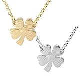 Spinningdaisy Handcrafted Brushed Metal Irish 4 Leaf Clover Necklace