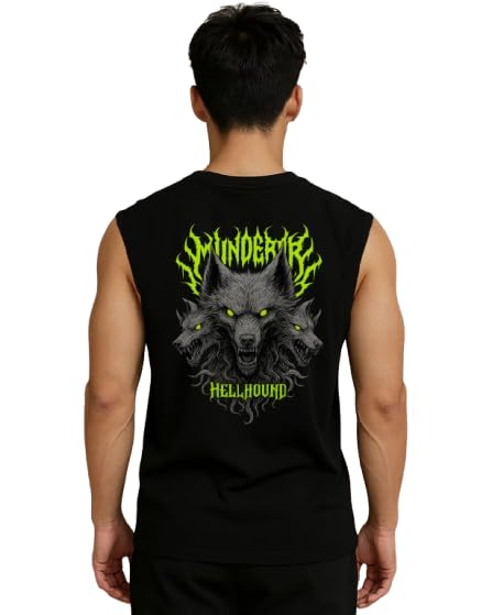 Image of JUGULAR Tank Tops Sleeveless T-Shirt for Men Gym Wear Vest Printed Stylish Round Neck Running for Sports Workout Fitness & Casual or Beach Wear