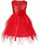 AkiDress Sequin Bodice with Double Layer Mesh Flower Girl Dress for Little Girl