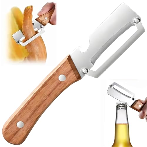 NEW Premium Vegetable Peeler with Wooden Handle and Bottle Opener: 2-in-1 Stainless Steel Kitchen Tool for Fruit Apple Potato Pumpkin Papaya 2Pcs product thumbnail 11