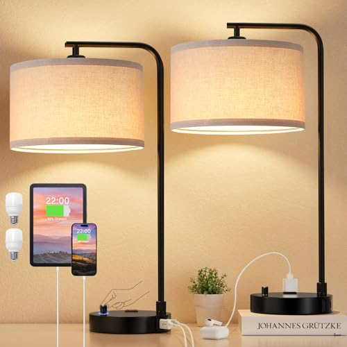 Innqoo Bedside Table Lamps for Bedroom Set of 2-Dimmable Nightstand