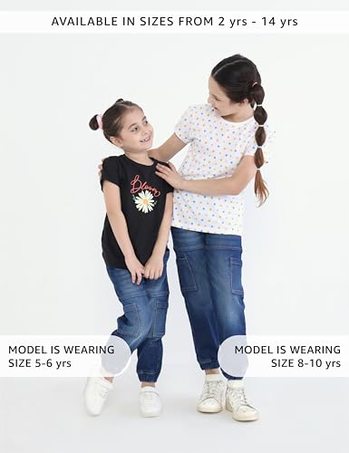 Image of Amazon Brand - Symbol Girls Cotton Rich Stretchable Jogger Jeans | Elasticated Waistband and Cuff | Casual Denim | Age 2-14 Years