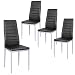 Giantex Set of 4 PU Leather Dining Side Chairs with Padded Seat Foot Cap Protection Stable Frame Heavy Duty Elegant Ergonomically High Back Design for Kitchen Dining Room Home Furniture, Black