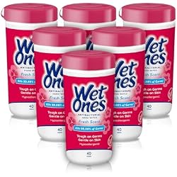 1 of Wet Ones Antibacterial Hand Wipes, Fresh Scent Wipes | Antibacterial Wipes, Hand Sanitizer Wipes, Wet Ones Wipes, 40 ct. Canister (6 pack)