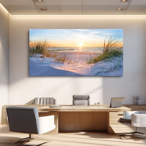 MHARTK66 Wall Decor For Living Room Large Canvas Wall Art For Bedroom Modern Office Pictures Wall Artwork Blue Sun Beach Grass Ocean Landscape Paintings Canvas Art Prints Home Decorations - Image 5
