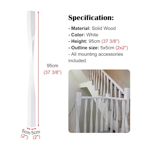 Barandillas de escalera blancas de madera para suelo con 10 columnas interiores 7