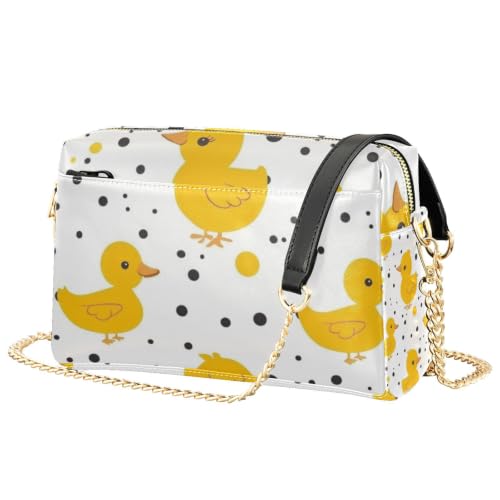 Sac à bandoulière pour femme en cuir synthétique jaune à pois Mnsruu