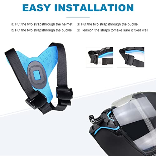 YALLSAME Helmet Chin Mount for GoPro Action Camera Go Pro Motorcycle Strap Attachment Full Face Helmet Rhino Mount Accessories for GoPro Hero 13 12 11 10 9 8 7 6 5 4 3 for High-Speed Racing Sport - Image 3