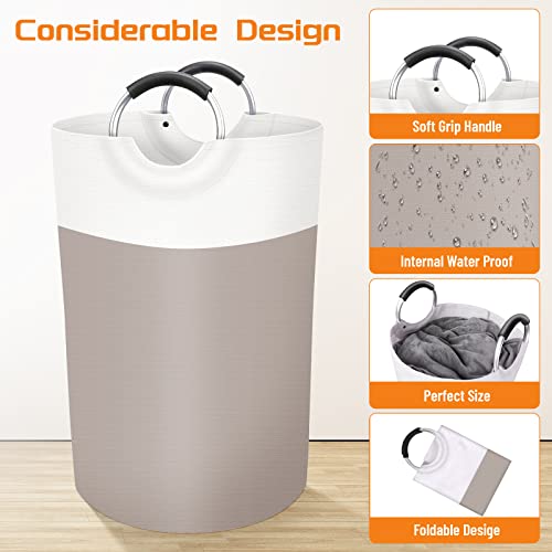 Image of BlissTotes 75L Laundry Basket, Freestanding Collapsible Hamper, Brown | Collapsible Dirty Clothes Hamper, Foldable Laundry Bag for Dorm, Waterproof Fabric, Padded Aluminum Handles