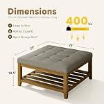 Ottoman with Storage Bench, Linen Ottoman Coffee Table, Granite - Image 2