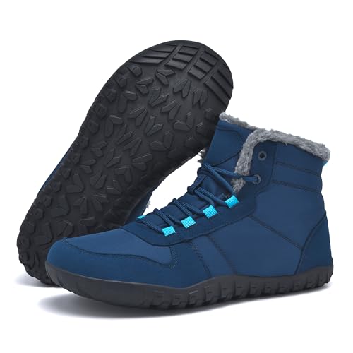 Image of Snow Boots for Men Insulated Winter Barefoot Shoes Minimalist Wide Toe Box Shoes Drop Zero Fur Lined Cold Weather Non Slip Lightweight botas de invierno para hombre