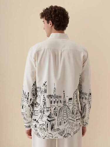 Image of Pinkmint Men Printed Cotton Flex Shirt | Stylish Designer | Regular Fit Floral & Abstract Print Shirt for Men (Available in Plus Size)