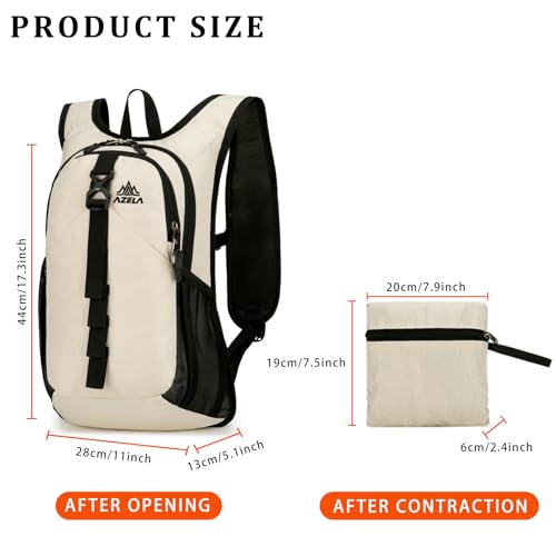 15L Small Hiking Backpack Foldable Ultralight Trekking Camping Outdoors Backpack for Women Men (beige) - Image 3