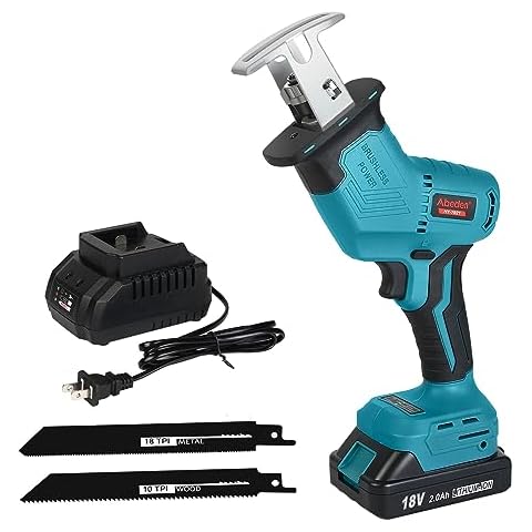 Cordless Reciprocating Saw,Compact Brushless Reciprocating Saws Kit with 2.0Ah Battery and Charger,One-Handed,Tool-free Blade Change,2 Saw Blads for Wood/Metal/PVC Cutting Cover