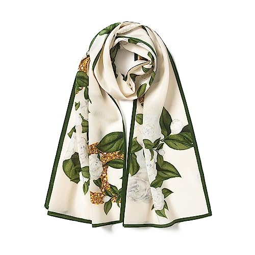 100% Mulberry Silk Women's 55”*14” Long Scarf Headscarf and Neck Scarf - Rectangular Hair Towel with Gift Packed