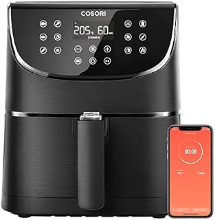 COSORI 5.5L Smart Air Fryer Oven, 200 Recipes(Cookbook & Online), APP Control, Square & Removable Basket, 13 Cooking Functions, Roast, Bake, Reheat, Dishwasher Safe, Black