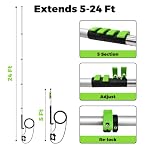 24 FT Telescoping Pressure Washer Wand with Pressure Washer Extension Wand,Brush Head, Gutter Cleaning Tools and Support Belt,Pressure Washer Extension Wand for Roof Deck Vehicle Sidings - Image 2