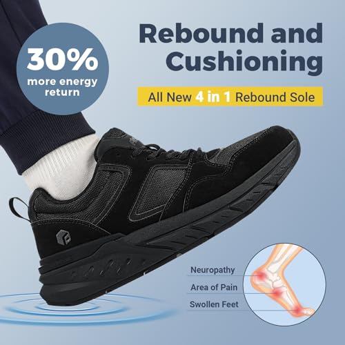 Buty do biegania FitVille Męskie trampki Extra Wide Trenerzy Oddychające buty sportowe Wygodne buty do chodzenia na zewnątrz dla szerokich stóp Czarny 45 EU X_Szeroki