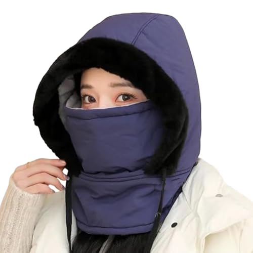 Plush-Lined Thickened Thermal Hat with Face Mask for Men and Women, Matorioo Windproof Ski Cold Winter Scarf Warm