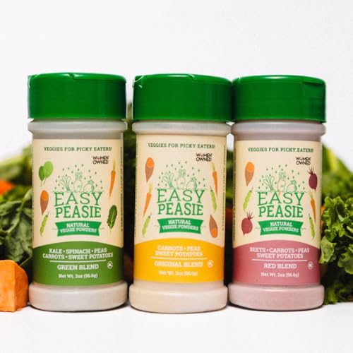 Easy Peasie Natural Veggie Powders for Kids and Picky Eaters | Hidden Vegetable Powder Additive for Meals and Smoothies (3-Pack: Original, Green, and Red - each 2 oz)