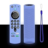 Firestick Remote Cover Case Compatible with Fire tvstick 4K,Anti-Slip Silicone Protective Case for Alexa Fire Stick 4K Max 3rd Gen 2021 Release with Lanyards,Glow Blue in The Dark