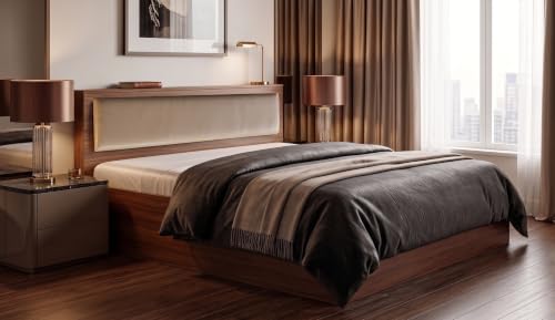 Image of Alpine Willow Premium Double Bed with Storage Box (DIY Installation) Double Bed with Box | Bed Queen Size with Storage | Queen Size Bed with Upholstered Headboard | Cot for Bedroom (78 x 60 inches)