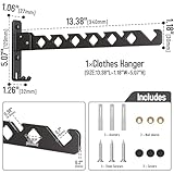 dancrul Wall Mounted Clothes Drying Rack, Wall Clothes Hanger Foldable, Laundry Hanger Hook For Bathroom, Wall Clothes Rack Indoor, Perfect For Small Spaces, Matte Black - Image 8