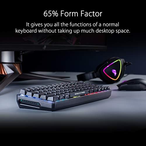 ASUS ROG Falchion MX 65% Wireless RGB Gaming Mechanical Keyboard, Cherry MX Red Switches, PBT Doubleshot Keycaps, Wired / 2.4G Hz, Touch Panel, Keyboard Cover Case, Macro Support-Black, UK Layout