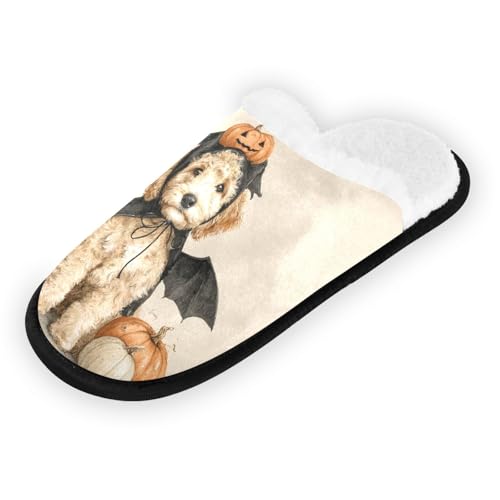 Halloween Puppy Pumpkin Orange Slippers For Women Men Soft Memory Foam Non-Slip Hallowmas Winter Indoor House Shoes Travel Slipper2