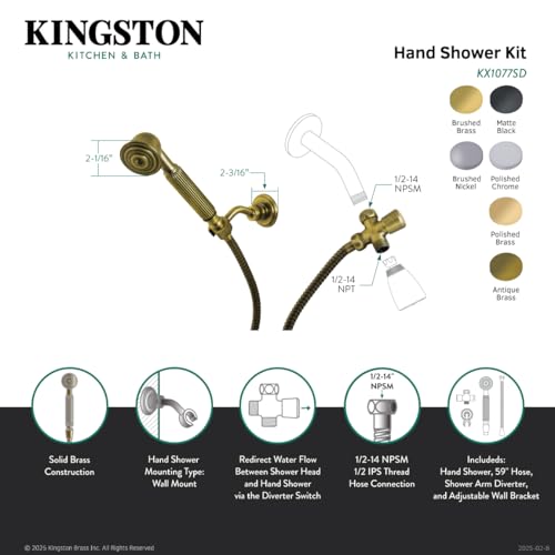 Kit de Regadera Manual Vintage Kingston Brass KX1073SD miniatura 3